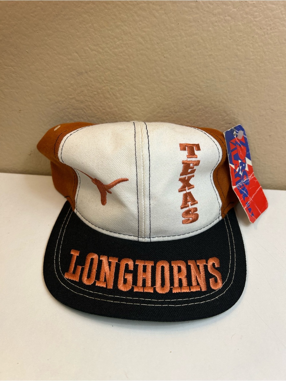 Vintage 90s Texas Longhorns Embroidered Patch Snapback Hat Pro Player Spellout